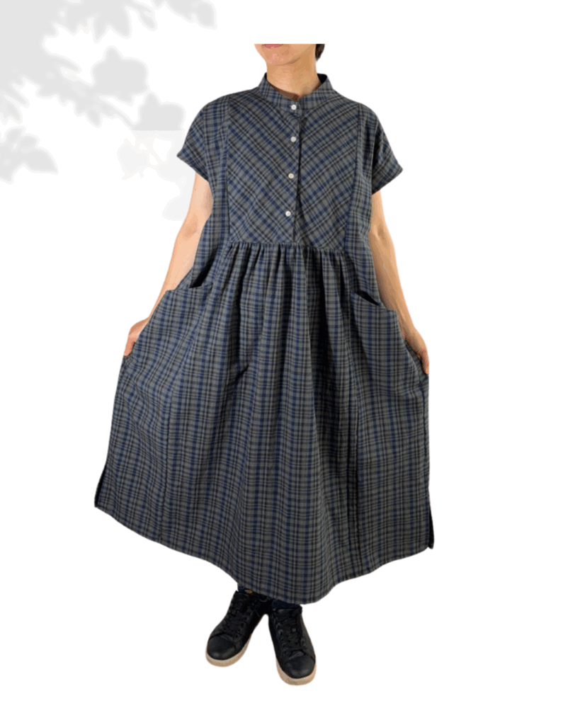 コットン　ワンピース　エコ　天然素材　マドラスチェック